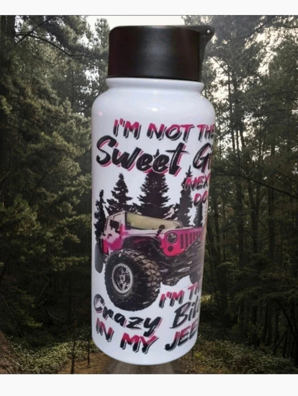 I'M THE Crazy BI*** IN MY JEEP 32oz Hydro Handle Bottle Tumbler 💜sale
